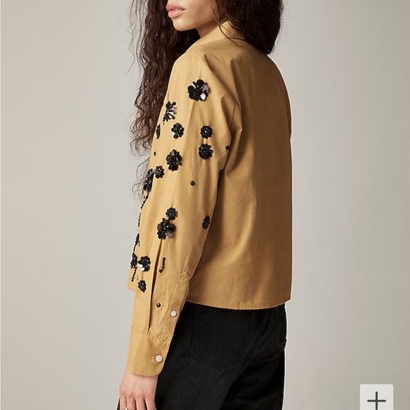 J crew honey brown Sequin-embellished button-up shirt - Picture 3 of 5